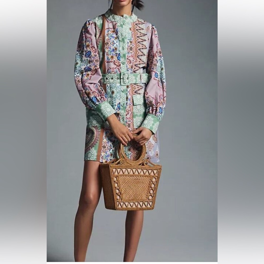 Anthropologie x Kachel Buttondown Mini Dress Multicolor Size S EUC Worn1x